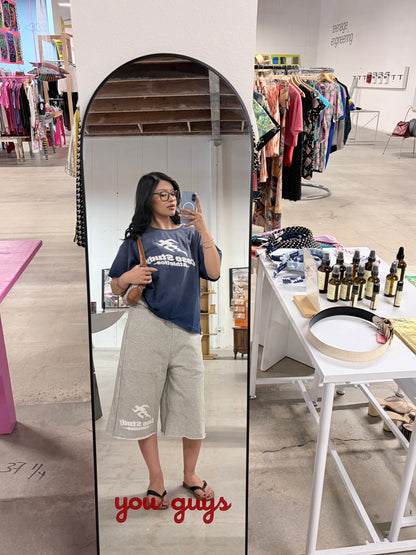 002 navy boxy cropped shirt